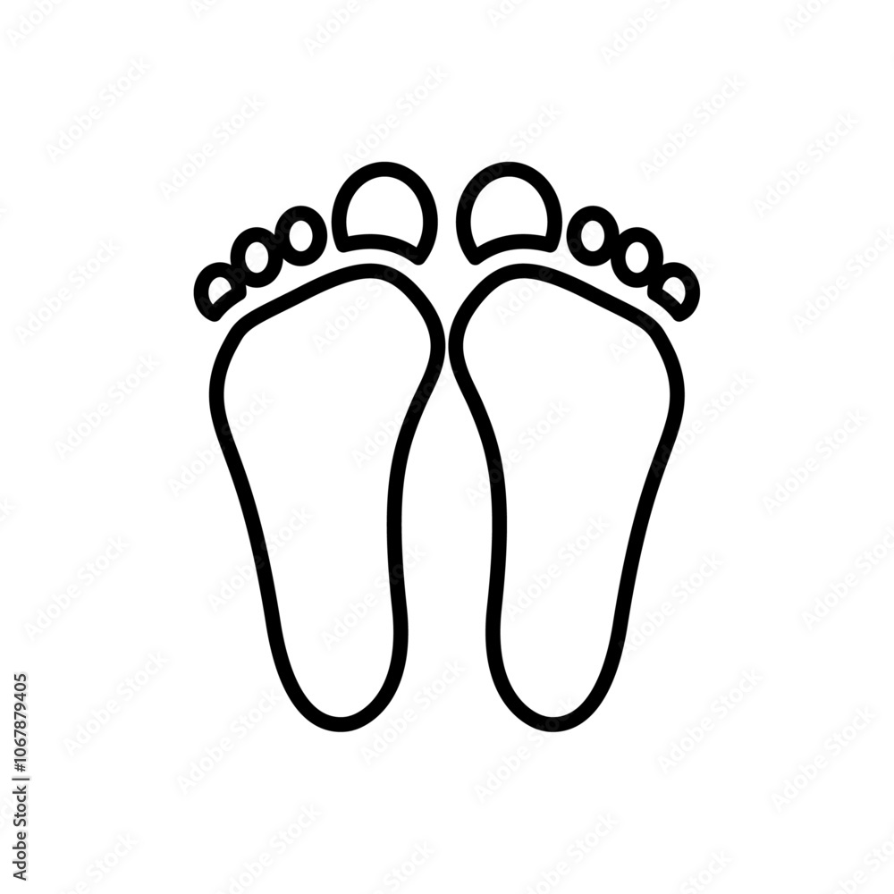 Foot icon Outline set in black and white color Foot icon Outline set in black and white color