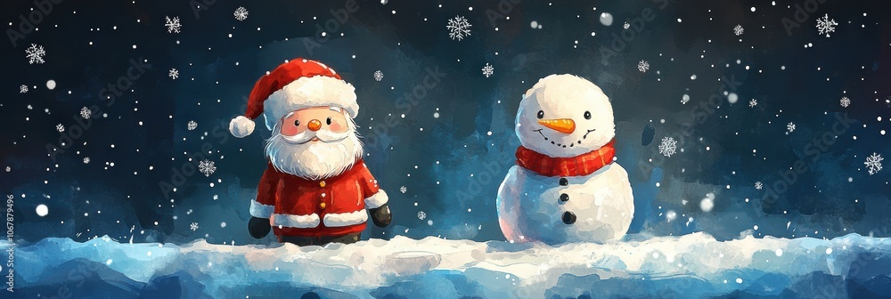 Fototapeta premium Cute snowman. Winter holiday theme.