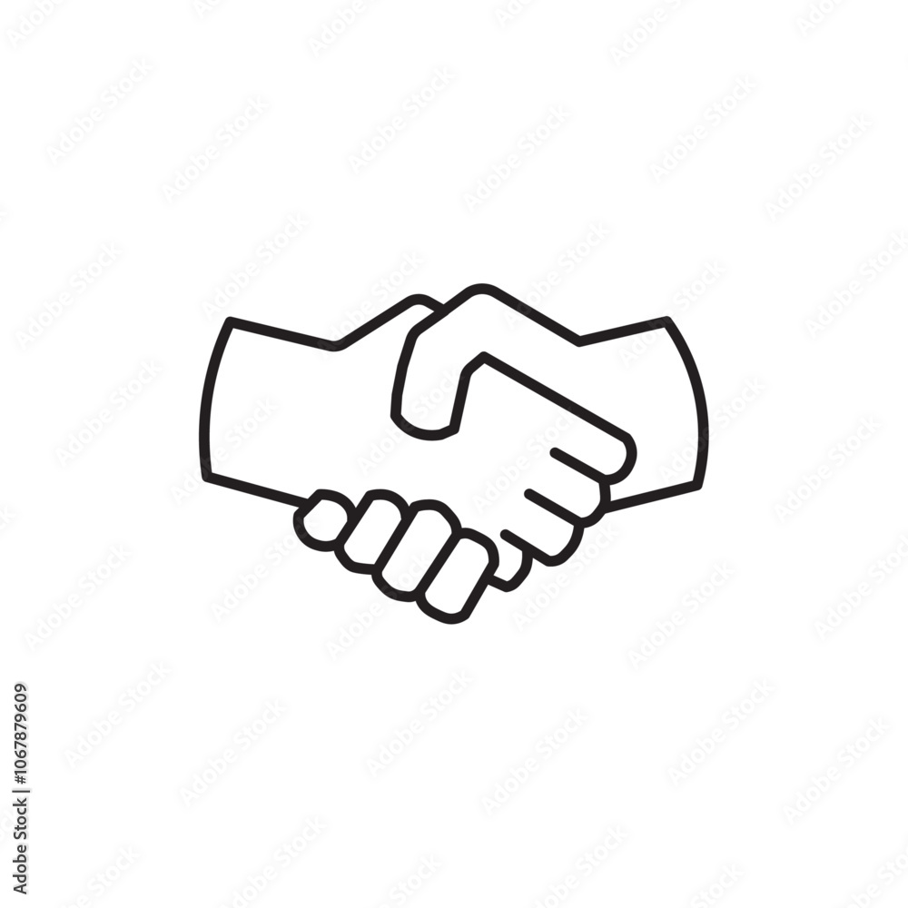 Handshake icon Outline set in black and white color Handshake icon Outline set in black and white color