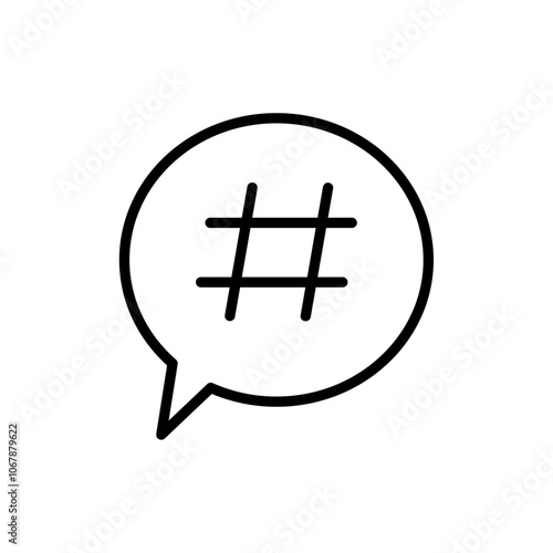 Hashtag icon Outline set in black and white color