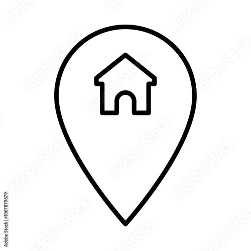 Home location icon Outline set in black and white color