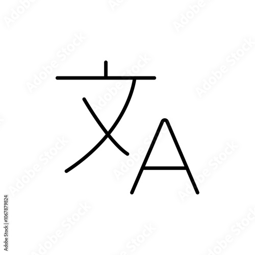 Language icon Outline set in black and white color