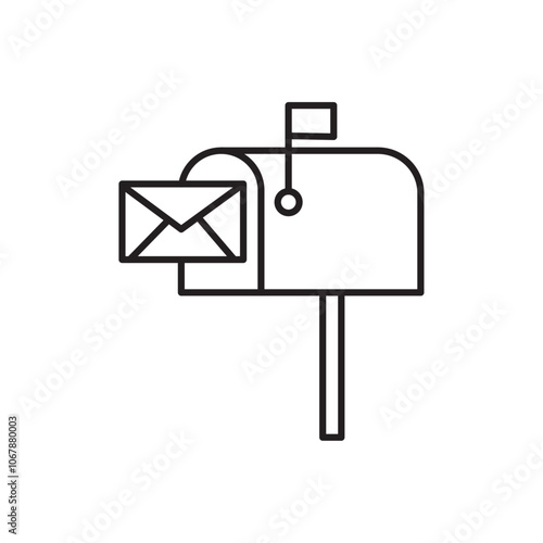 Mail box icon Outline set in black and white color