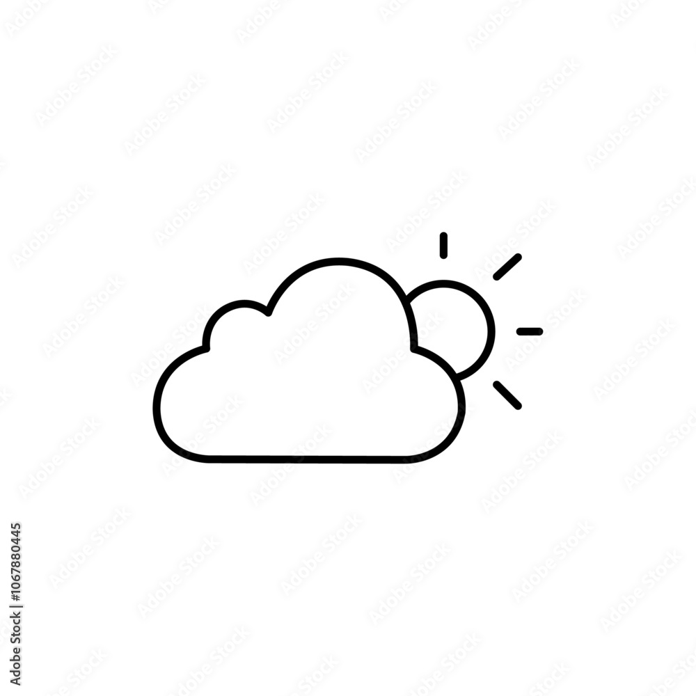Partially cloudy icon Outline set in black and white color Partially cloudy icon Outline set in black and white color