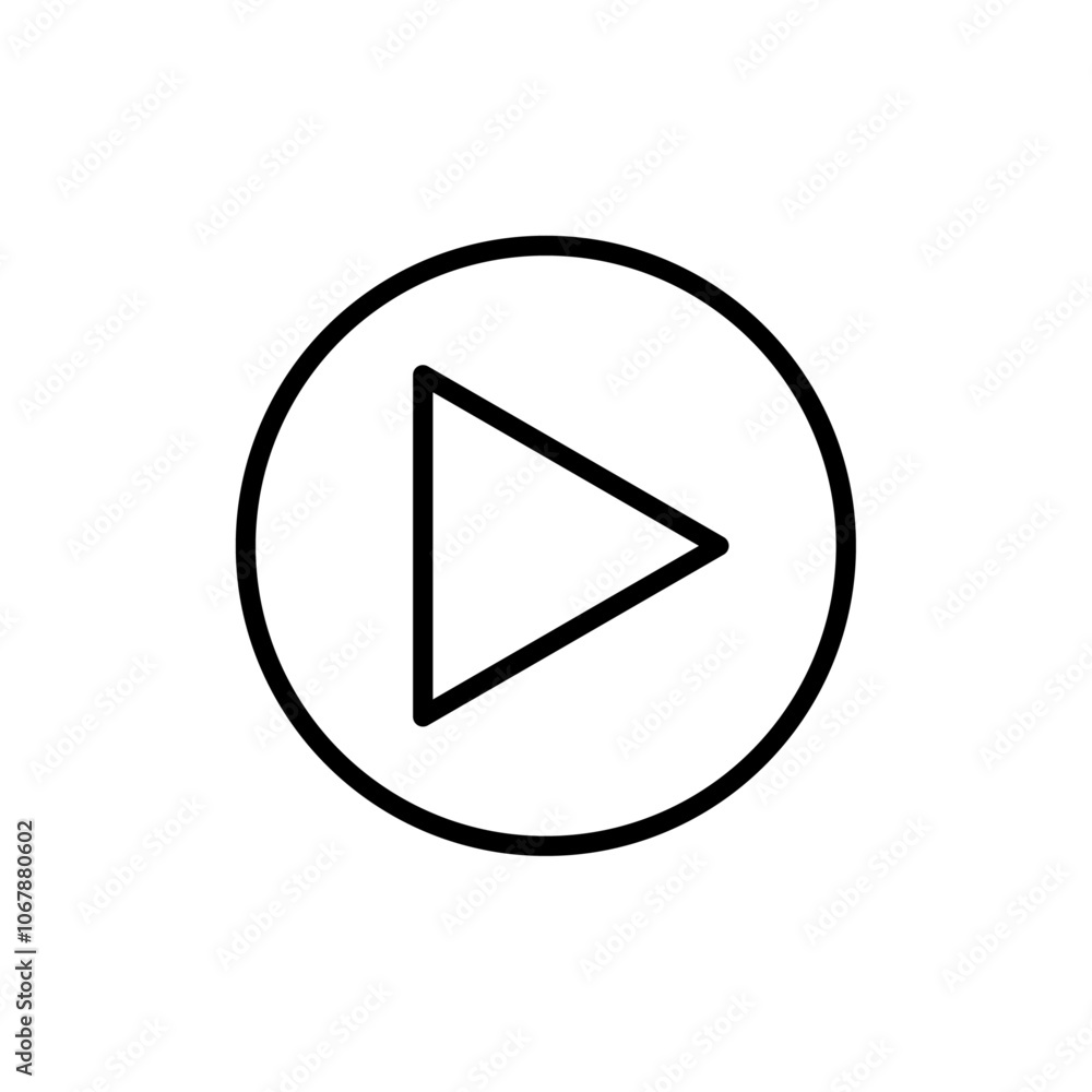 Play button icon Outline set in black and white color Play button icon Outline set in black and white color