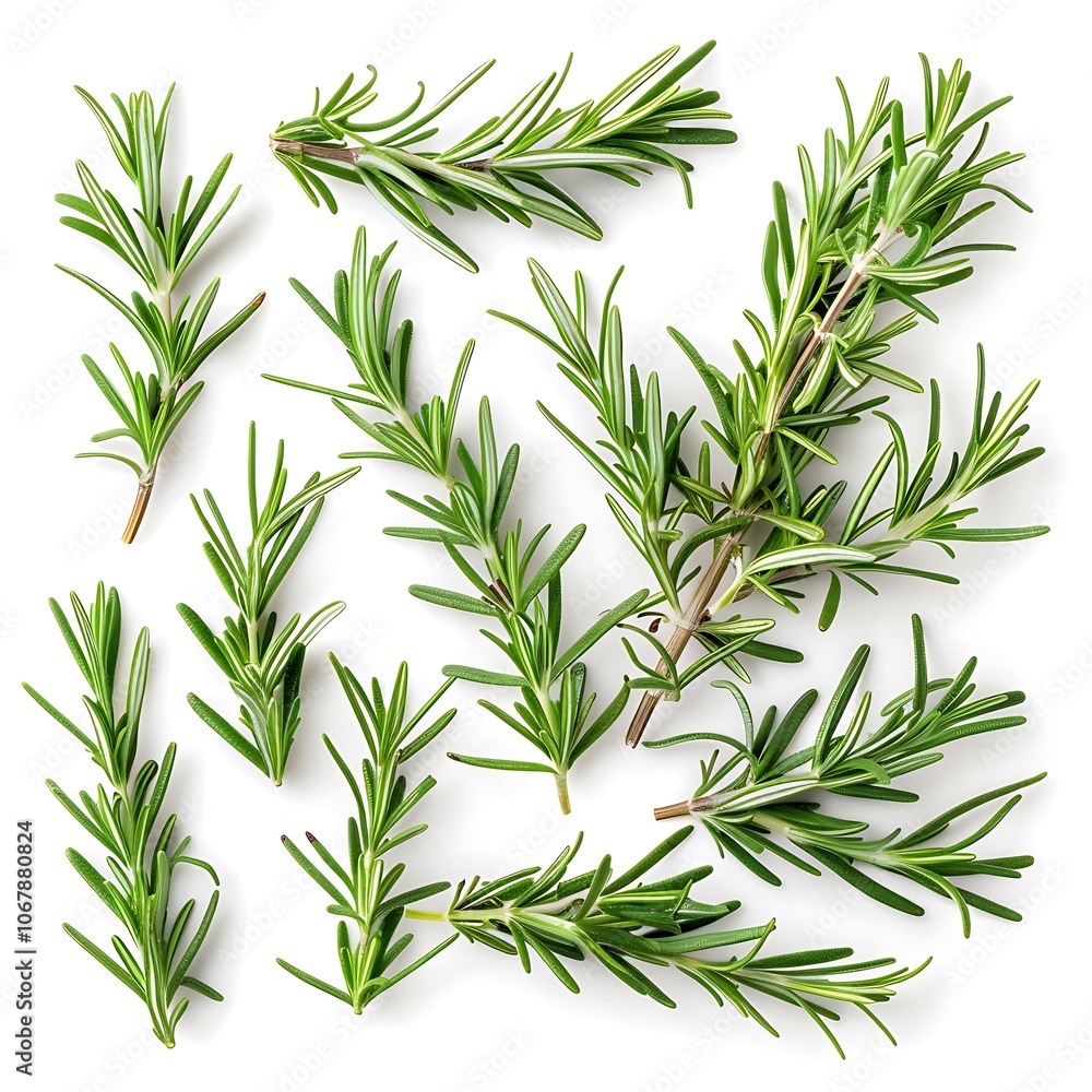 Fototapeta premium Set with fresh rosemary isolated on white background