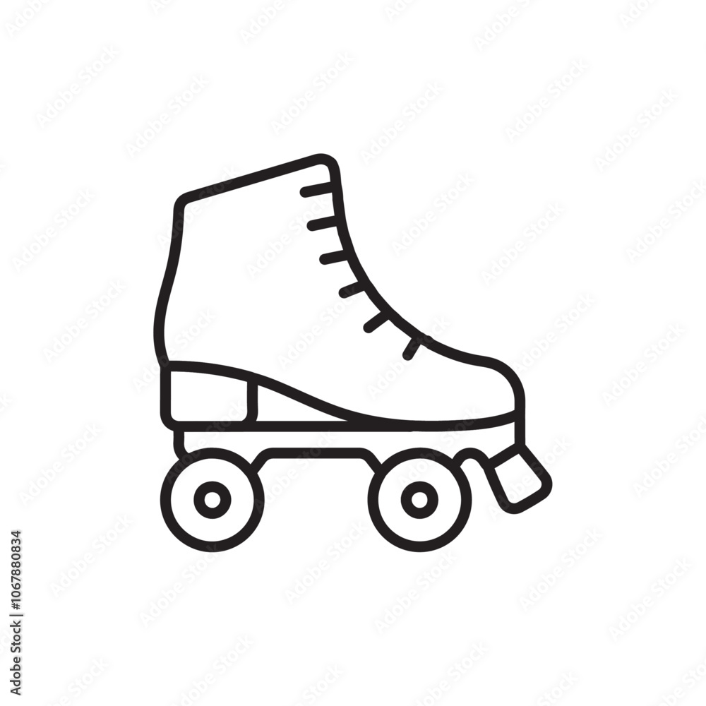 Roller skates icon Outline set in black and white color Roller skates icon Outline set in black and white color