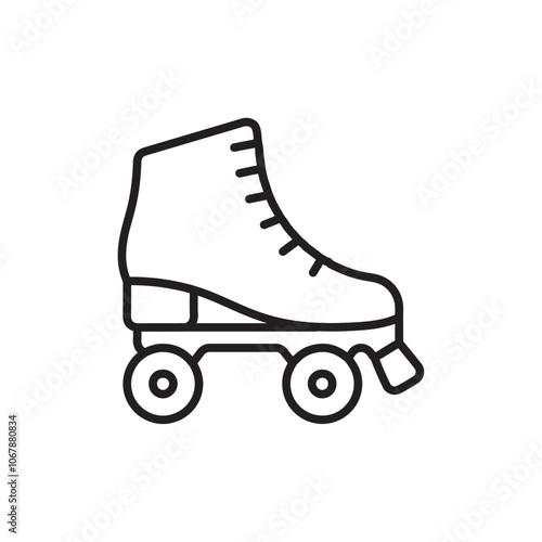 Roller skates icon Outline set in black and white color