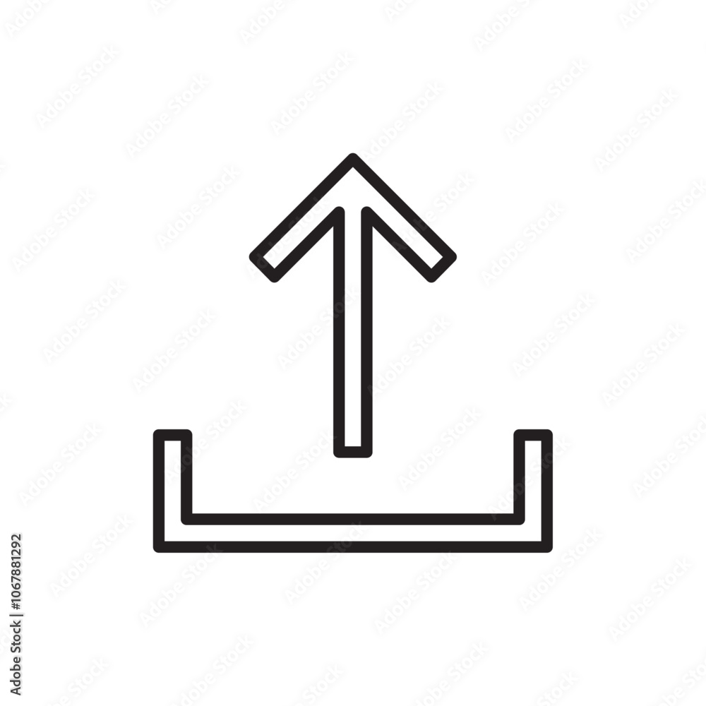 Upload icon Outline set in black and white color Upload icon Outline set in black and white color