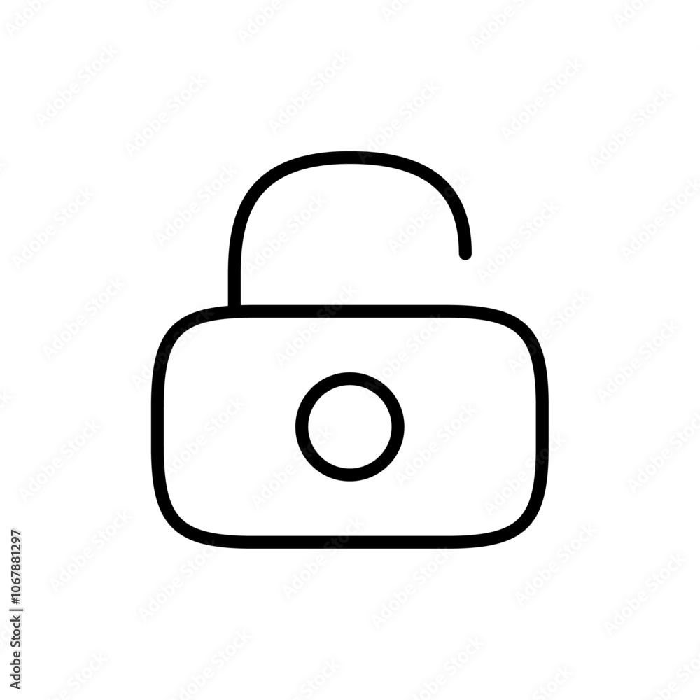 Unlock icon Outline set in black and white color Unlock icon Outline set in black and white color