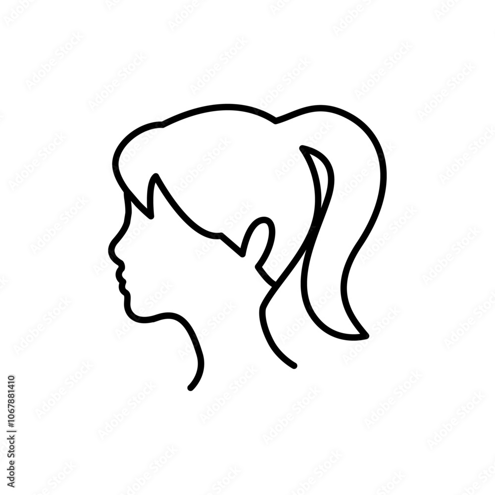 Woman icon Outline set in black and white color Woman icon Outline set in black and white color