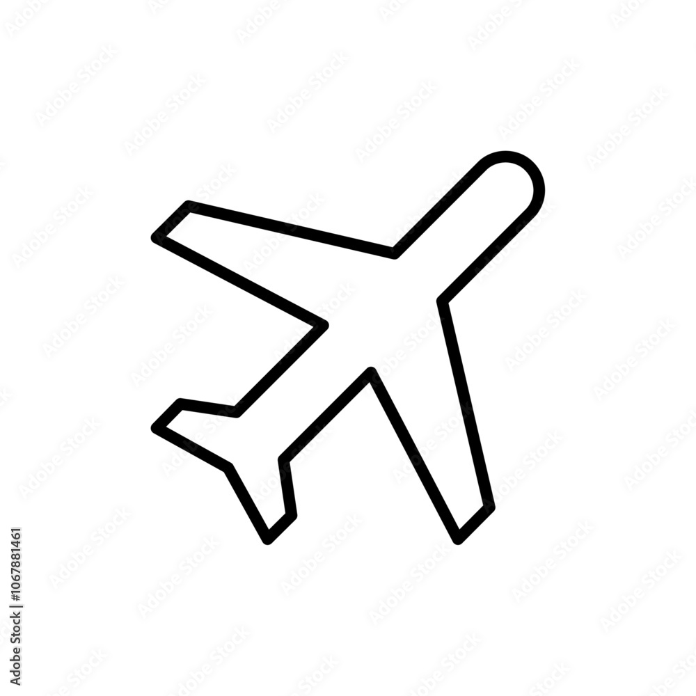 Airplane icon Outline set in black and white color Airplane icon Outline set in black and white color