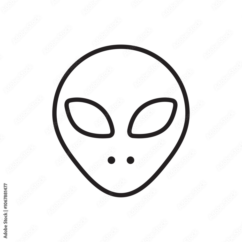 Alien icon Outline set in black and white color Alien icon Outline set in black and white color