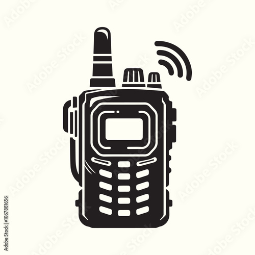 walkie talkie logo vector, walkie talkie silhouette vector icon black and white