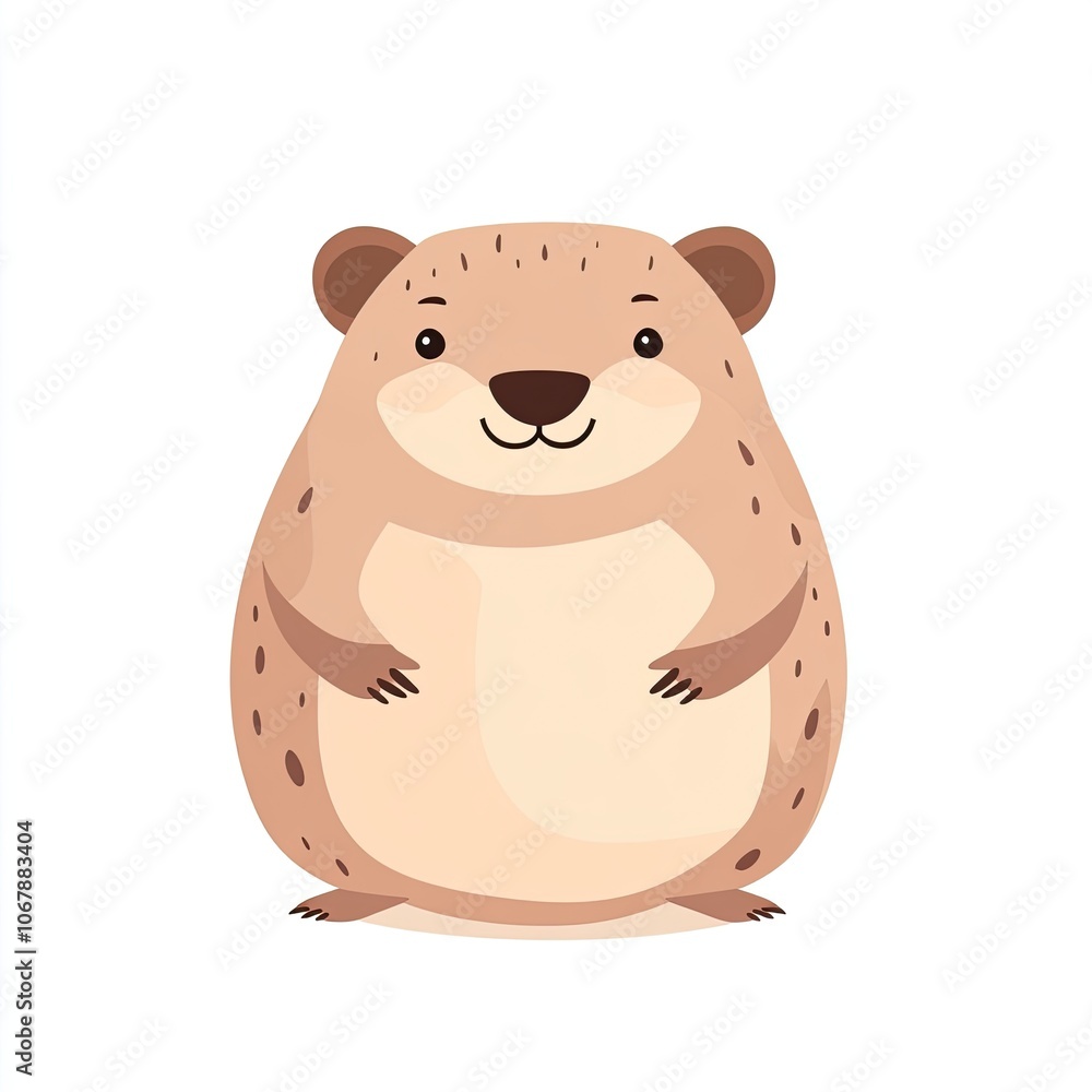 Fototapeta premium A Smiling Cartoon Groundhog with Brown Fur and Dark Eyes