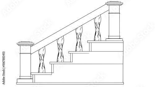 Staircase Balustrade Designs 2D vector