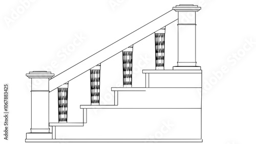 Staircase Balustrade Designs 2D vector