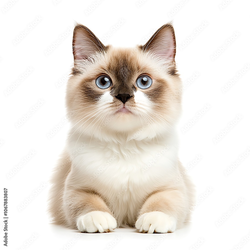 Cute Isolated Moggie Cat on White Background Cute Isolated Moggie Cat on White Background