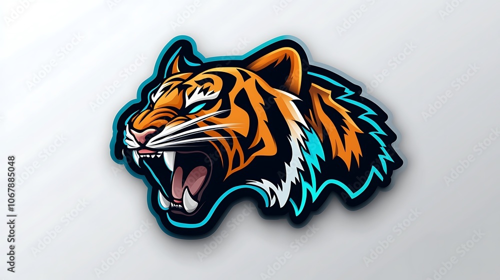 Vibrant Neon Tiger Sticker Design Art Vibrant Neon Tiger Sticker Design Art