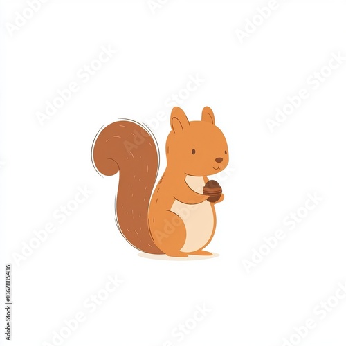 A cartoon squirrel holding an acorn