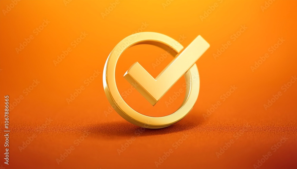 Simple checkmark icon in a circular outline, set against an orange background, symbolizing approval or completion. Simple checkmark icon in a circular outline, set against an orange background, symbolizing approval or completion.