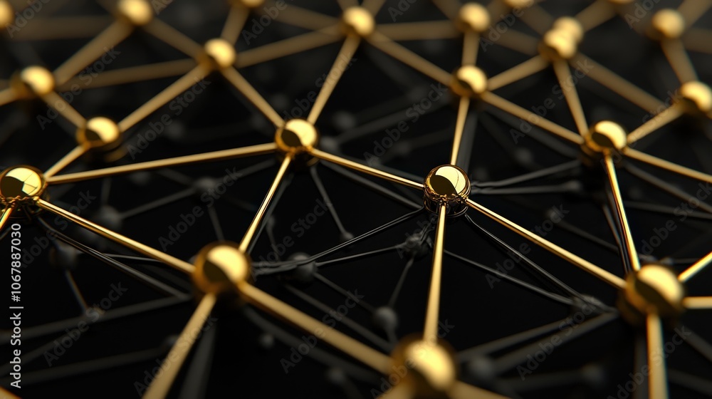 Golden Network Abstract Connection Points Golden Network Abstract Connection Points