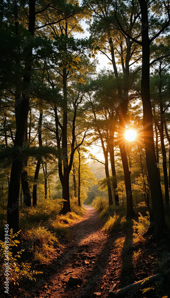 Fototapeta premium sunset in the forest