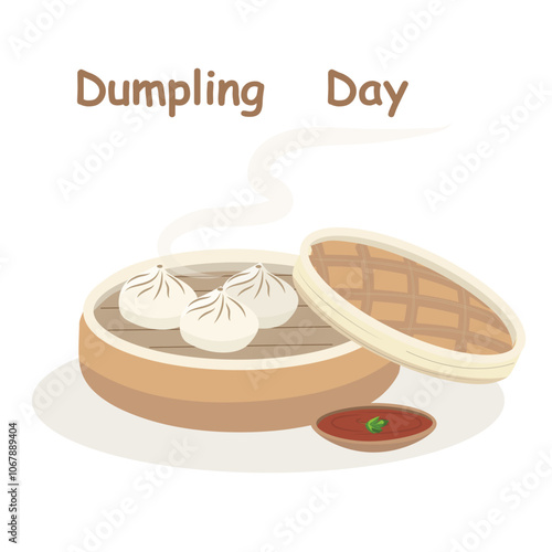 Dumplings in a bamboo steamer basket.