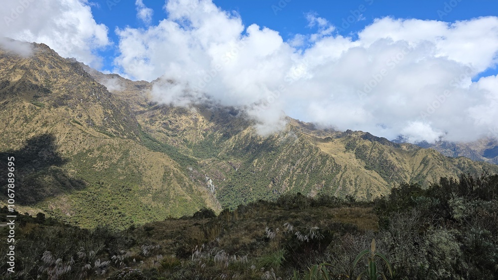 Cloudscape of the Andes Mountains landscape. Scenery views of the Andes Mountain range in Peru. Cloudscape of the Andes Mountains landscape. Scenery views of the Andes Mountain range in Peru.