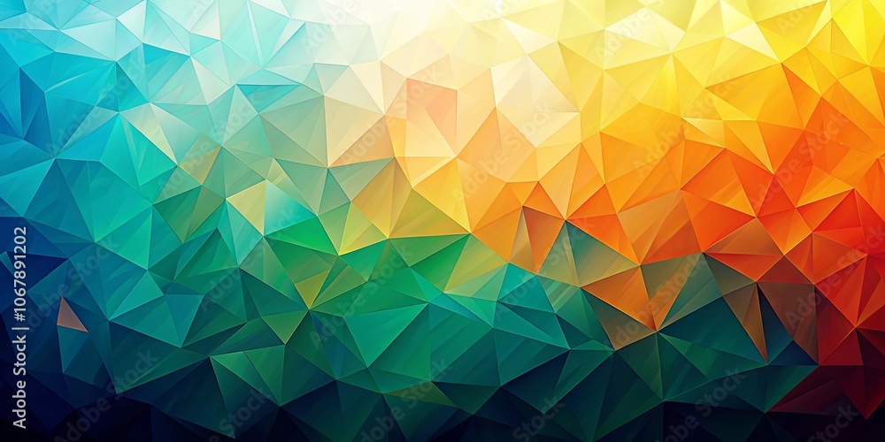 Abstract Geometric Pattern of Interlocking Triangles in Vibrant Hues of Teal, Green, Yellow, and Orange Abstract Geometric Pattern of Interlocking Triangles in Vibrant Hues of Teal, Green, Yellow, and Orange