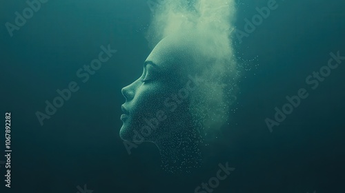 Abstract Woman Profile with Glowing Particles and Lines  Technology  Artificial Intelligen photo