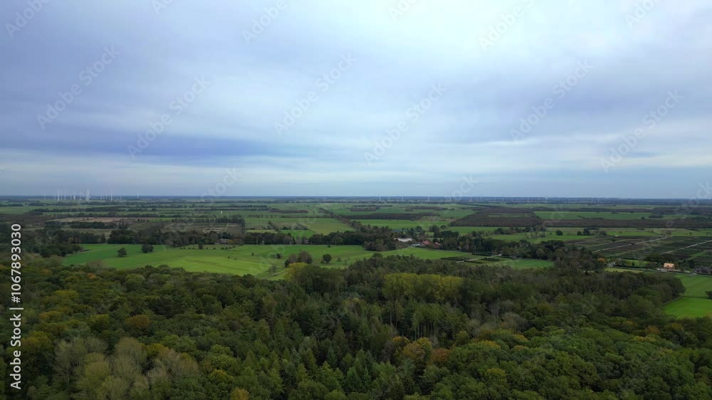 moore plowed field bordering forest in germany. Unique aerial view flight drone moore plowed field bordering forest in germany. Unique aerial view flight drone