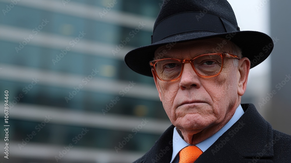 Confident Senior Man in Hat and Glasses Portrait Photography Confident Senior Man in Hat and Glasses Portrait Photography