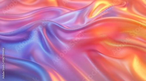 Abstract Satin Fabric with Iridescent Colors