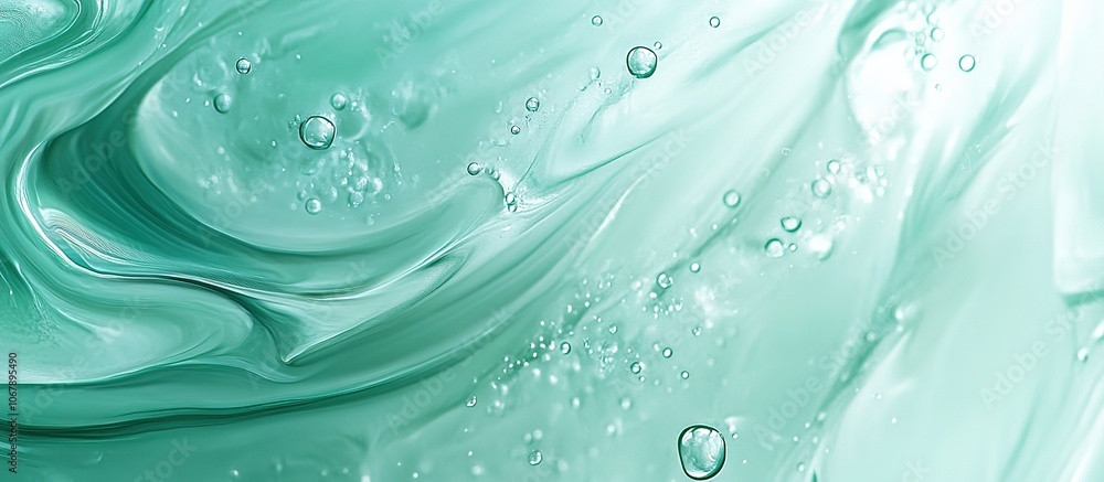 Abstract turquoise fluid with bubbles, creating a soothing texture. Abstract turquoise fluid with bubbles, creating a soothing texture.