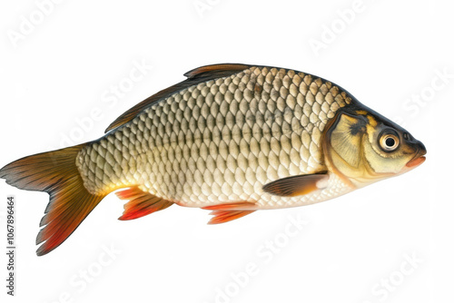 fish crucian carp isolated on white, whole fresh fish