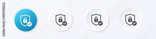 Protection icon. Neumorphism round style button design vector