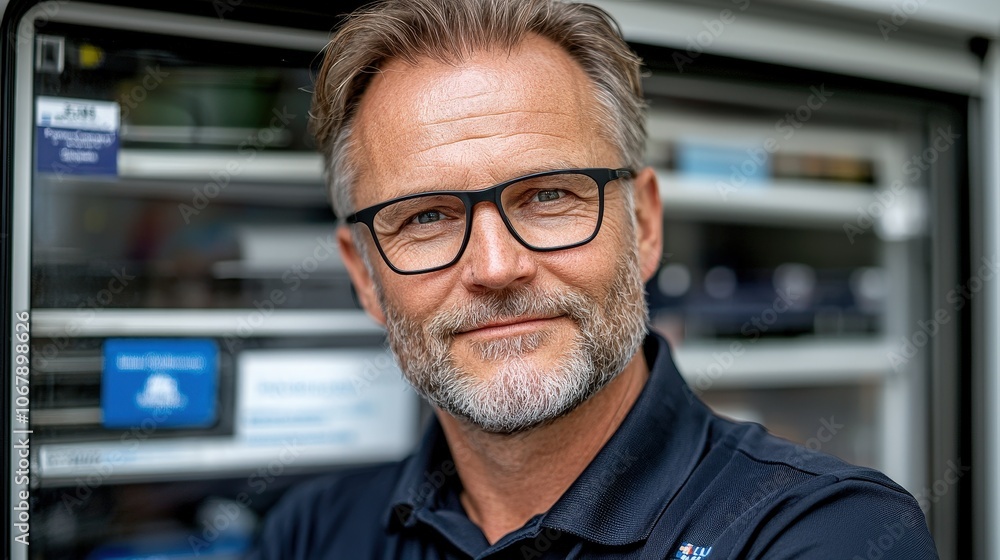 Confident Professional Automatic Door Technician Portrait Confident Professional Automatic Door Technician Portrait