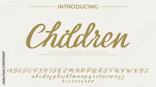 Children Font Stylish brush painted an uppercase vector letters, alphabet, typeface