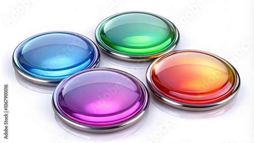 rendering of glass buttons with glossy round shapes, glass, buttons,glossy, round, shapes, rendering, design, technology