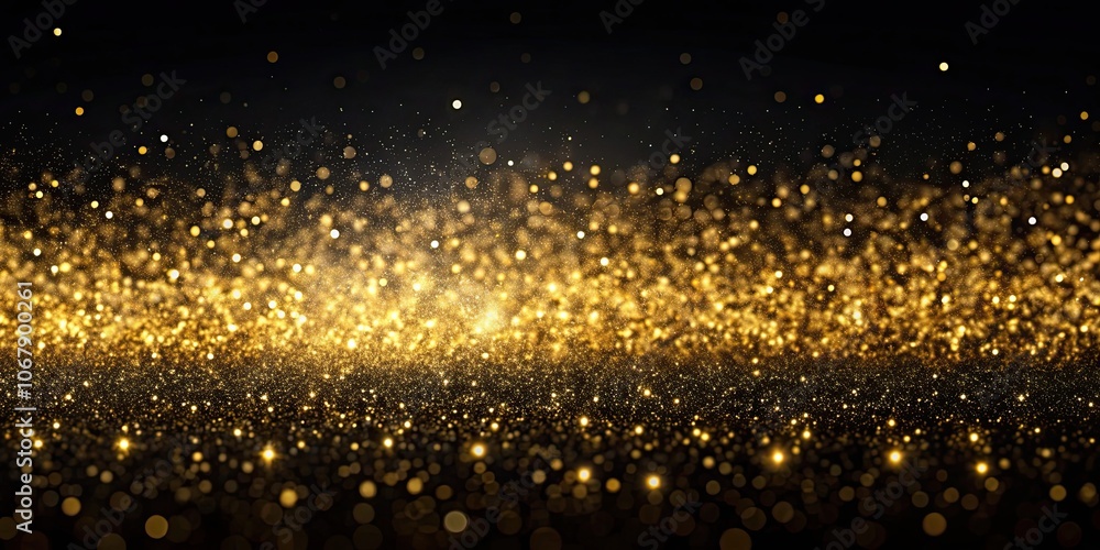 Golden glitter effect on a dark background, sparkling, shiny, glow, glamour, luxury, festive, celebration, gold Golden glitter effect on a dark background, sparkling, shiny, glow, glamour, luxury, festive, celebration, gold