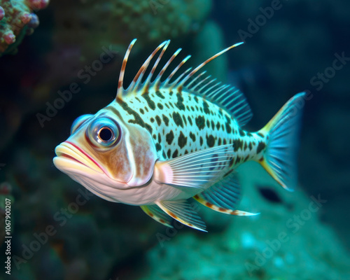 Deep Sea fish, a fish with outstanding colors in the deep sea, tropical fish with strange colors and shapes under the sea