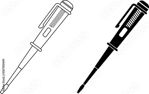 Neon screwdriver test light icon set