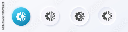 Cyber process icon. Neumorphism round style button design vector