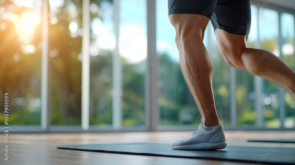 Fitness enthusiast performing flexibility exercise Fitness enthusiast performing flexibility exercise