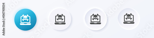 Cyber attack icon. Neumorphism round style button design vector