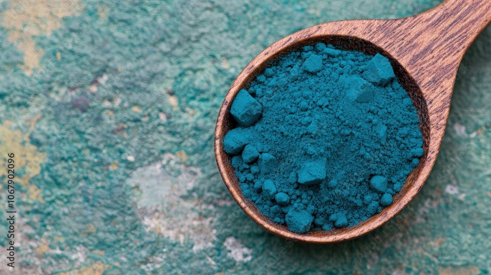 Blue Spirulina Powder in Wooden Spoon Superfood Supplement Natural Ingredient Healthy D Blue Spirulina Powder in Wooden Spoon Superfood Supplement Natural Ingredient Healthy D