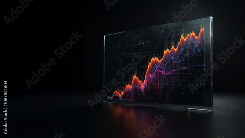 Futuristic transparent screen with chart / statistics