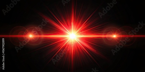 Solar lens flare with red light special effect on black background, solar, lens flare, red light, special effect