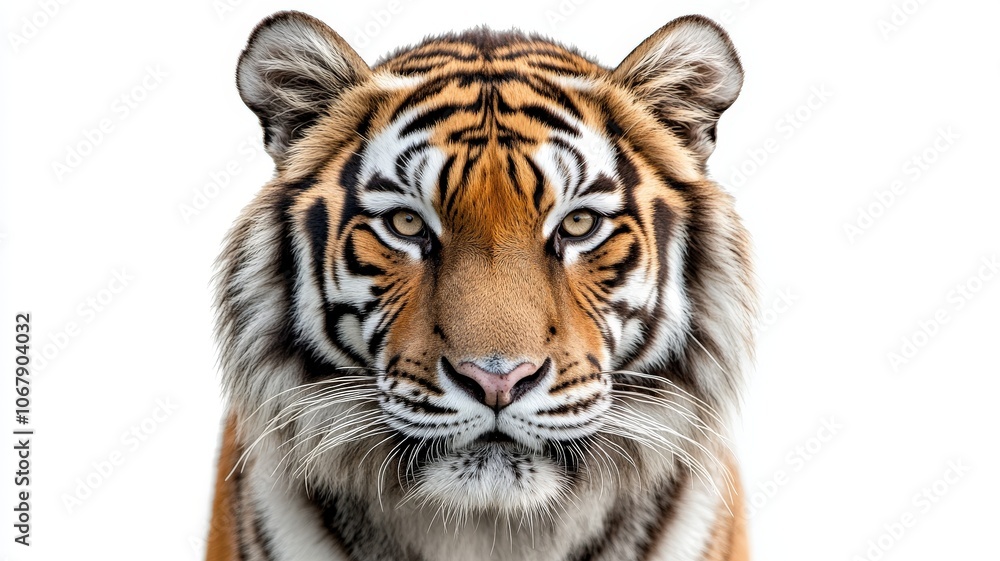 a close up of a white tiger looking a camera on isolated white background a close up of a white tiger looking a camera on isolated white background
